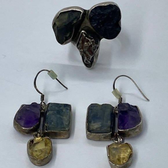 Just in- Charles Albert sterling silver and gem stones earrings and ring - Picture 2 of 5